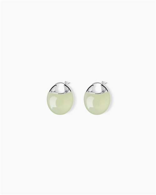 LIÉ STUDIO THE ERIN EARRINGS SILVER GREEN SERPENTINE